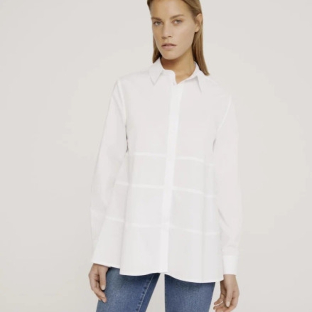 White Oversized Long Sleeve Button Down Shirt